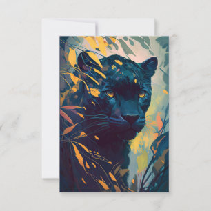 Carte De Remerciements Panther Animal Portrait Peinture Faune En Plein Ai