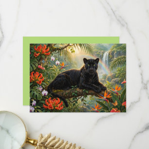 Carte De Remerciements Panthère noire Kenya Fleurs de jungle Cascade