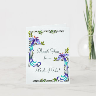 Carte De Remerciements Paons d'artisan (Merci de tous les deux)