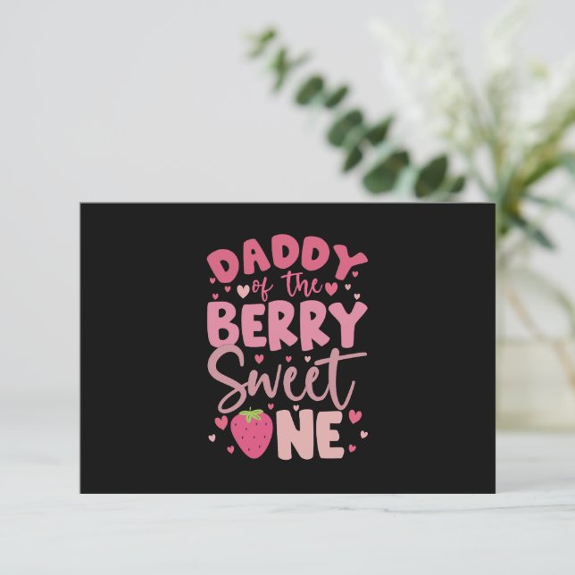 Carte De Remerciements Papa Du Berry Sweet One Strawberry Anniversaire (Debout devant)