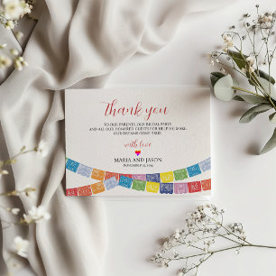 Carte De Remerciements Papel mexicain Picado Élégant Mariage Boda coloré