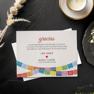 Carte De Remerciements Papel Picado Élégant Coloré Mariage Espagnol