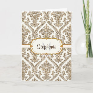 Carte De Remerciements Papeterie à motif floral damassé avec paillettes d