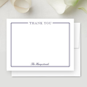 Carte De Remerciements Papeterie bleue élégante pour famille ou couples a