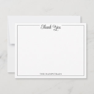 Carte De Remerciements Papeterie de remerciement élégante en noir et blan