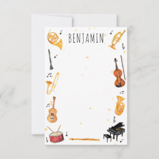 Carte De Remerciements Papeterie de remerciement Instrument et Musique