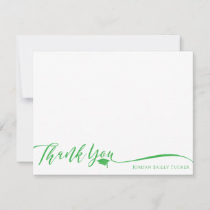 Carte De Remerciements Papeterie élégante de fin d'études vert brillant S