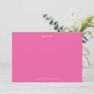 Carte De Remerciements Papeterie élégante personnalisée au nom rose chaud