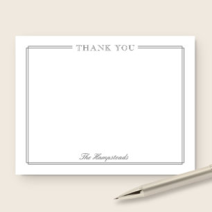 Carte De Remerciements Papeterie grise à l'écriture élégante pour famille