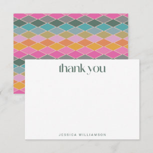Carte De Remerciements Papeterie personnalisée avec motif géométrique mod