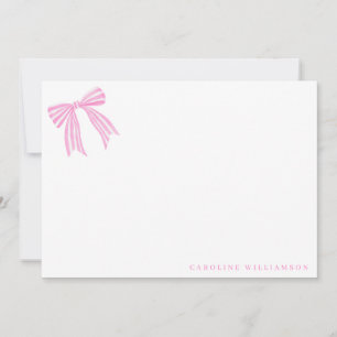 Carte De Remerciements Papeterie personnalisée avec nœud rose Coquette