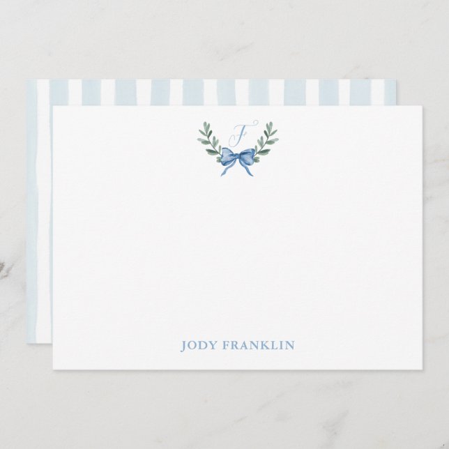 Carte De Remerciements Papeterie personnalisée garçon bébé arc bleu aquar (Devant / Derrière)