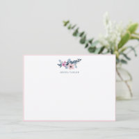 Papeterie personnalisée Navy Blush Floral avec nom