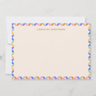 Carte De Remerciements Papeterie personnalisée Nom Bordure Pastel Clair