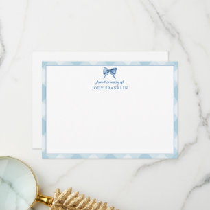Carte De Remerciements Papeterie personnalisée pour bébé garçon à carreau