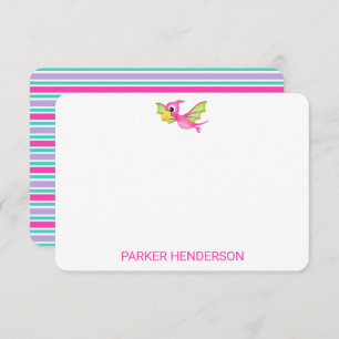 Carte De Remerciements Papeterie personnalisée pour dinosaures rose enfan