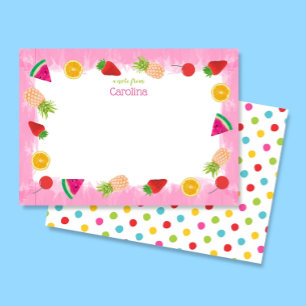 Carte De Remerciements Papeterie Rose Fruits et Points à l'Aquarelle Mign