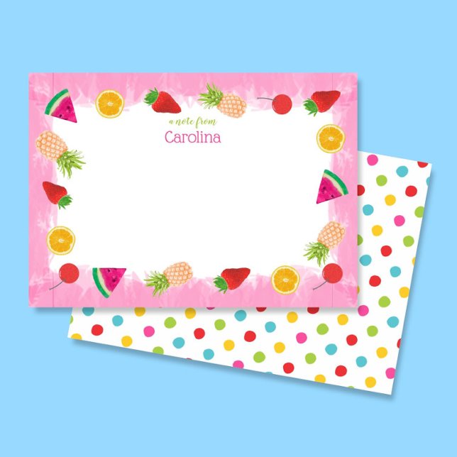 Carte De Remerciements Papeterie Rose Fruits et Points à l'Aquarelle Mign (Créateur téléchargé)