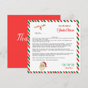 Carte De Remerciements Papier à Lettre Personnalisé de Santa Claus