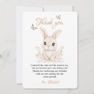 Carte De Remerciements Papier à lettres Papillon et Pétales Floraux Rose