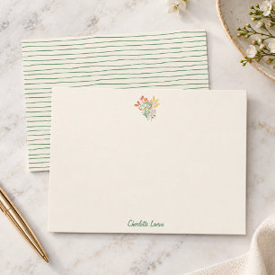 Carte De Remerciements Papier à lettres personnalisé avec nom et rayure v