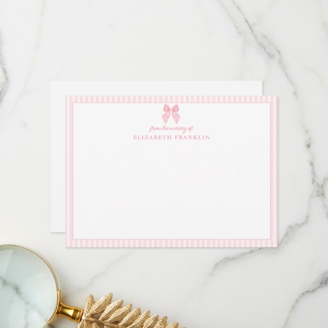 Carte De Remerciements Papier à lettres pour fille à mâchoire rose person (Devant/Arrière en situation)