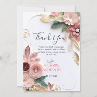 Carte De Remerciements Papier à Mariage Floral Cute