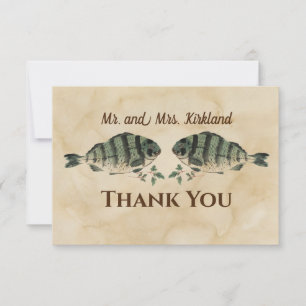 Carte De Remerciements Papier aquarelle vintage personnalisé avec poisson