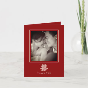 Carte De Remerciements Papier floral coupé Double bonheur Mariage chinois