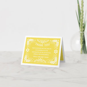 Carte De Remerciements Papier jaune doux picado Baby shower mexicain