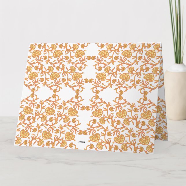 Carte De Remerciements papier peint orange et blanc au design floral (Dos)