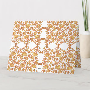 Carte De Remerciements papier peint orange et blanc au design floral