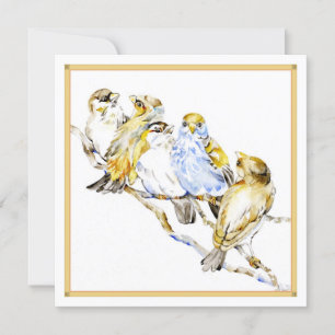 Carte De Remerciements Papier semi-brillant à cinq Carrés Birds