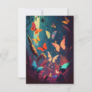Carte De Remerciements Papillon Animal Portrait Peinture Faune Forêt