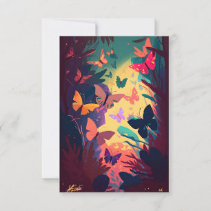 Carte De Remerciements Papillon Animal Portrait Peinture Faune Forêt