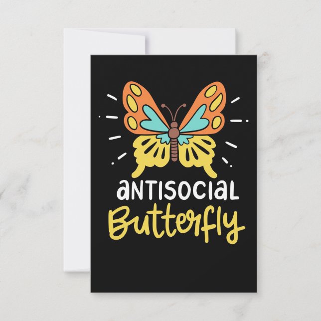 Carte De Remerciements Papillon antisocial Lover (Devant)