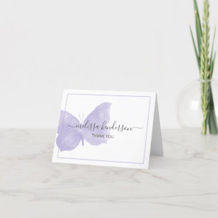 Carte De Remerciements Papillon aquarelle violet