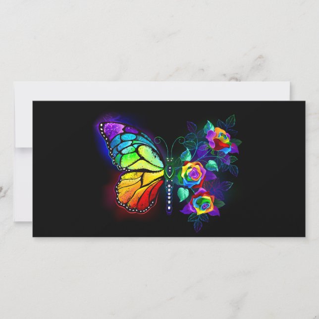 Carte De Remerciements Papillon arc-en-ciel (Devant)