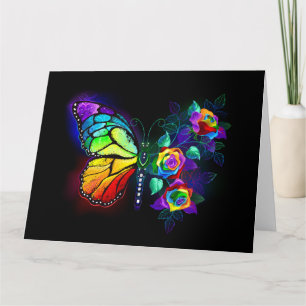 Carte De Remerciements Papillon arc-en-ciel