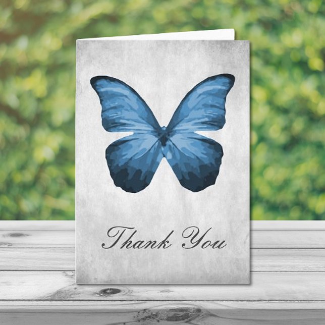 Carte de remerciements papillon bleu (Blue Butterfly Thank You Card)