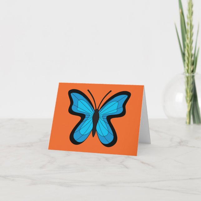 Carte De Remerciements Papillon Bleu | Ajouter Texte (Devant)