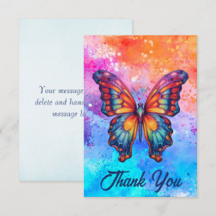Carte De Remerciements Papillon Bleu Orange ailes