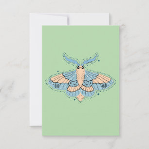 Carte De Remerciements Papillon Céleste Fantaisiste — Bleu Douce et Pêche