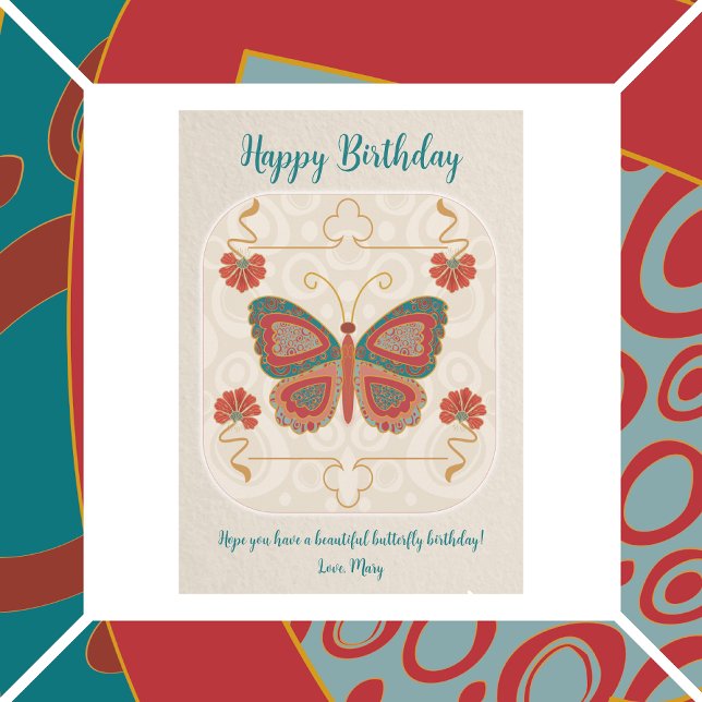 Carte De Remerciements Papillon en Cloisonne Abstraite (Personalize this for any occasion.)