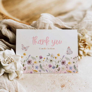 Carte De Remerciements Papillon et Baby shower Fleur sauvage