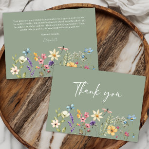 Carte De Remerciements Papillon et Fleur sauvage Sage Fête des mariées ve