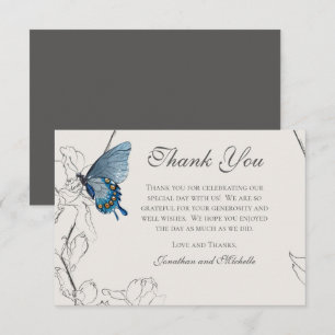 Carte De Remerciements Papillon Floral géométrique Dusty Mariage beige
