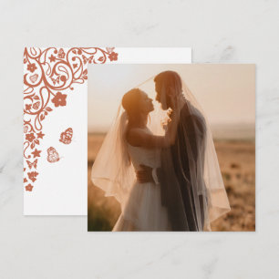 Carte De Remerciements Papillon floral Jardin Terracotta Carré Photo