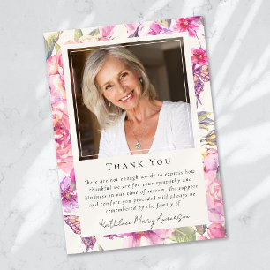 Carte De Remerciements Papillon Floral Photo Keepsaké funéraire Memorial
