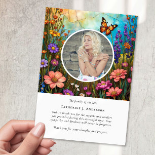 Carte De Remerciements Papillon Floral Photo Sympathy Funeral